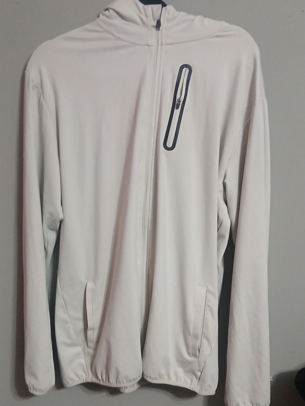 bcg Lightweight Hooded Jacket in White with Black Trim